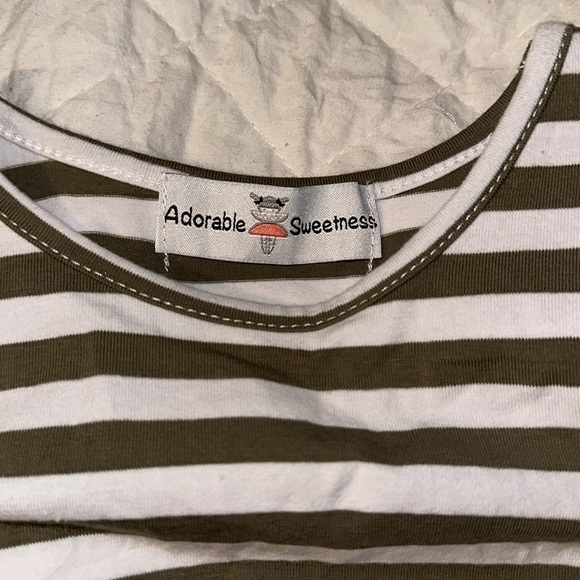 ADORABLE SWEETNESS Girls Size 5 Olive Green Stripe Tunic Shirt - Picture 5 of 7